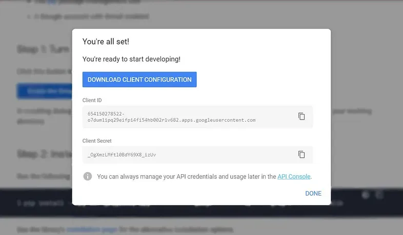 Download the client configuration