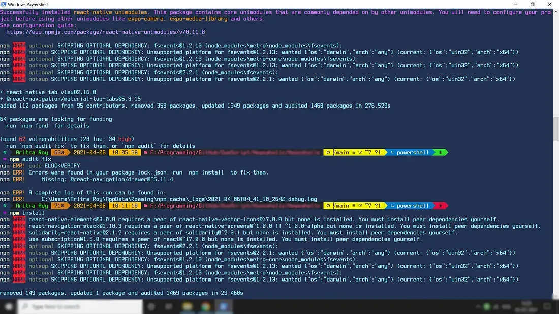 PowerShell screenshot after installing customized aritraroy theme - 2