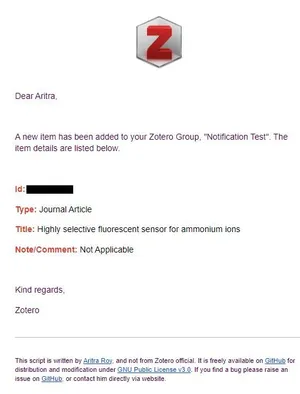 Email Notification from Zotero Group